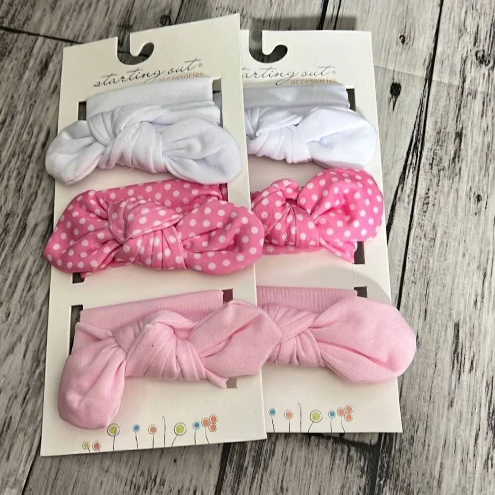 Starting Out Baby Girls 3-Pack Pink White Headwraps Hair Accessories Lot of 2